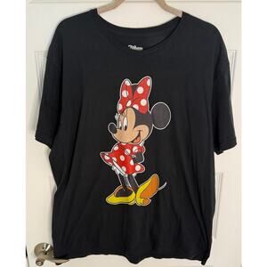 Disney Minnie Mouse Graphic T-Shirt Black XL Classic Cartoon Tee 100% Cotton